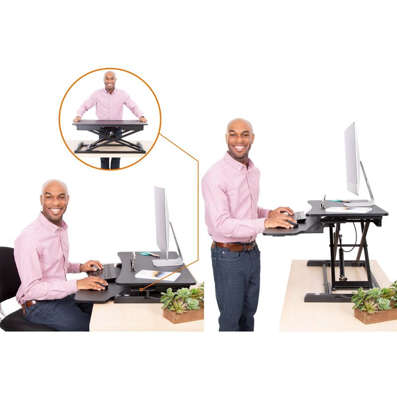 FlexPro Hero Standing Desk Converter - 32" Sit to Stand Desk with Keyboard Tray - Stand Steady