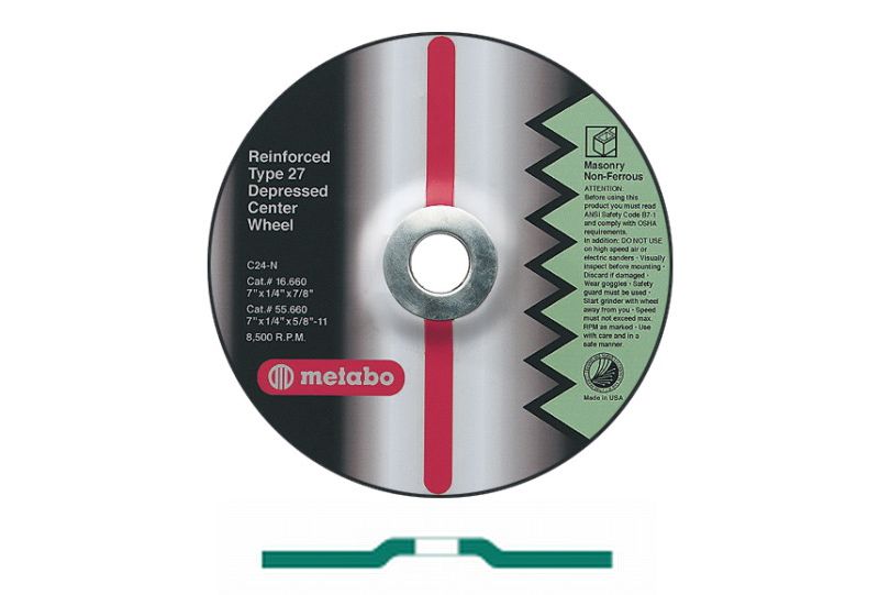 Metabo 616787000-25 6 in. x 1/4 in. ZA24T Type 27 Depressed Center Grinding Wheels (10-Pack)