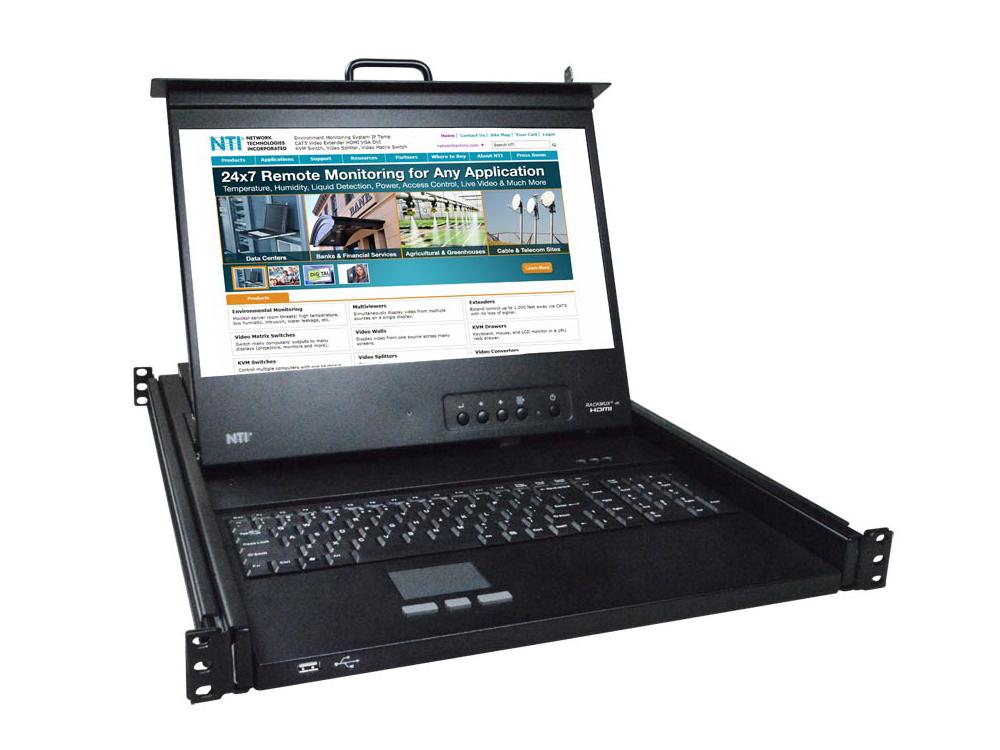NTI RACKMUX-4K17-N-4HD4K Rackmount 4K KVM Drawer with 4K HDMI USB KVM Switch, 4-port w/2-Yr Warranty