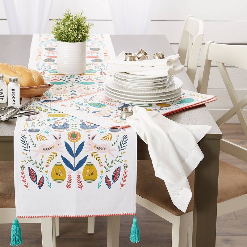 108" x 14" Cotton Easter Garden Kitchen Table Runner - Design Imports