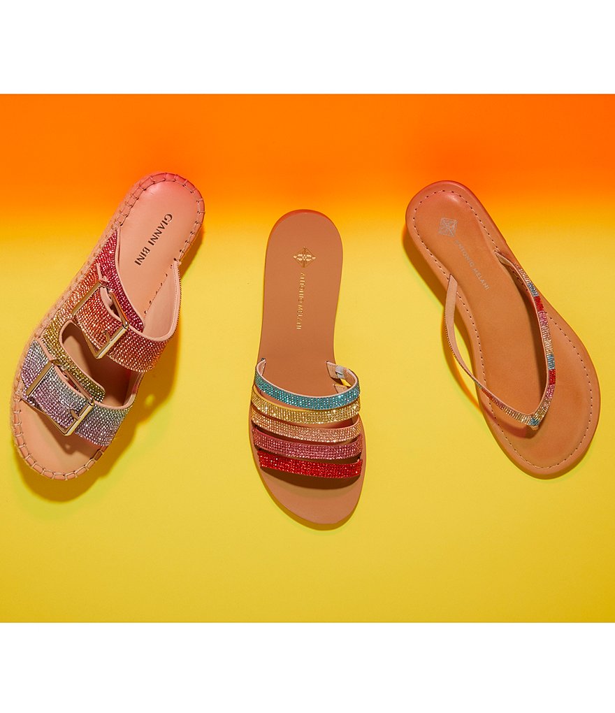 Gianni Bini Tyyla Rainbow Rhinestone Embellished Banded Flatforms