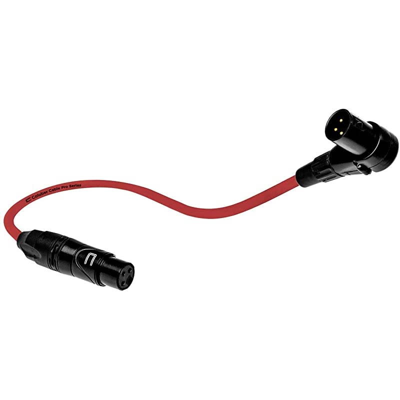 XLR Cable Right Angle Male to Straight Female - 3 Feet Red - Pro 3-Pin Microphone Connector for Powered Speakers, Audio Interface or Mixer for Live Performance & Recording