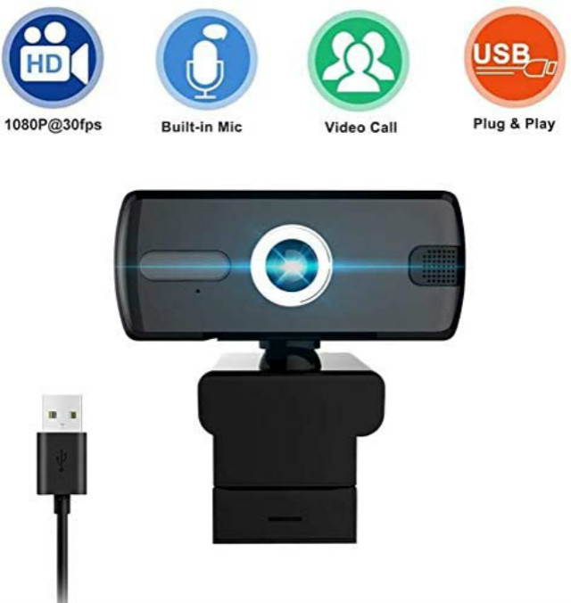 1080P Webcam Computer Camera, USB Plug and Play, Webcam with Microphone, Computer Webcams for PC MAC Laptop Desktop, Stream Web Camera for Skype,YouTube, Live Broadcast Video Conference (Black)