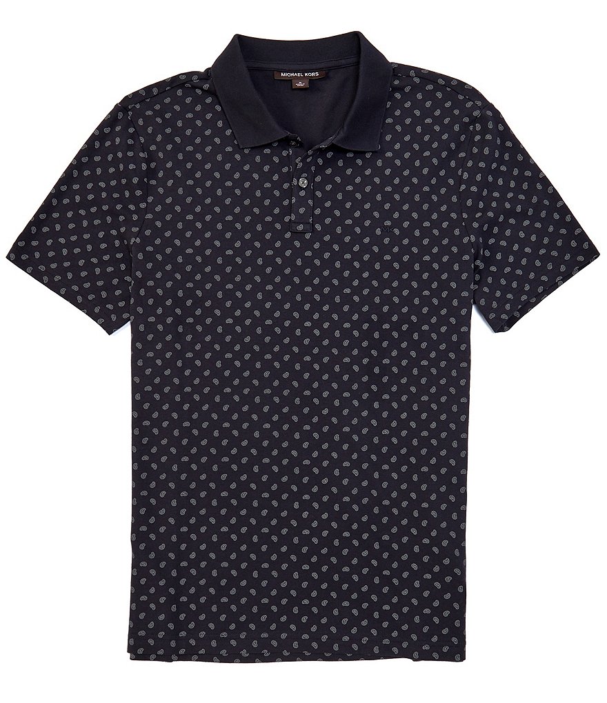 Michael Kors Printed Paisley Stretch Short-Sleeve Polo Shirt