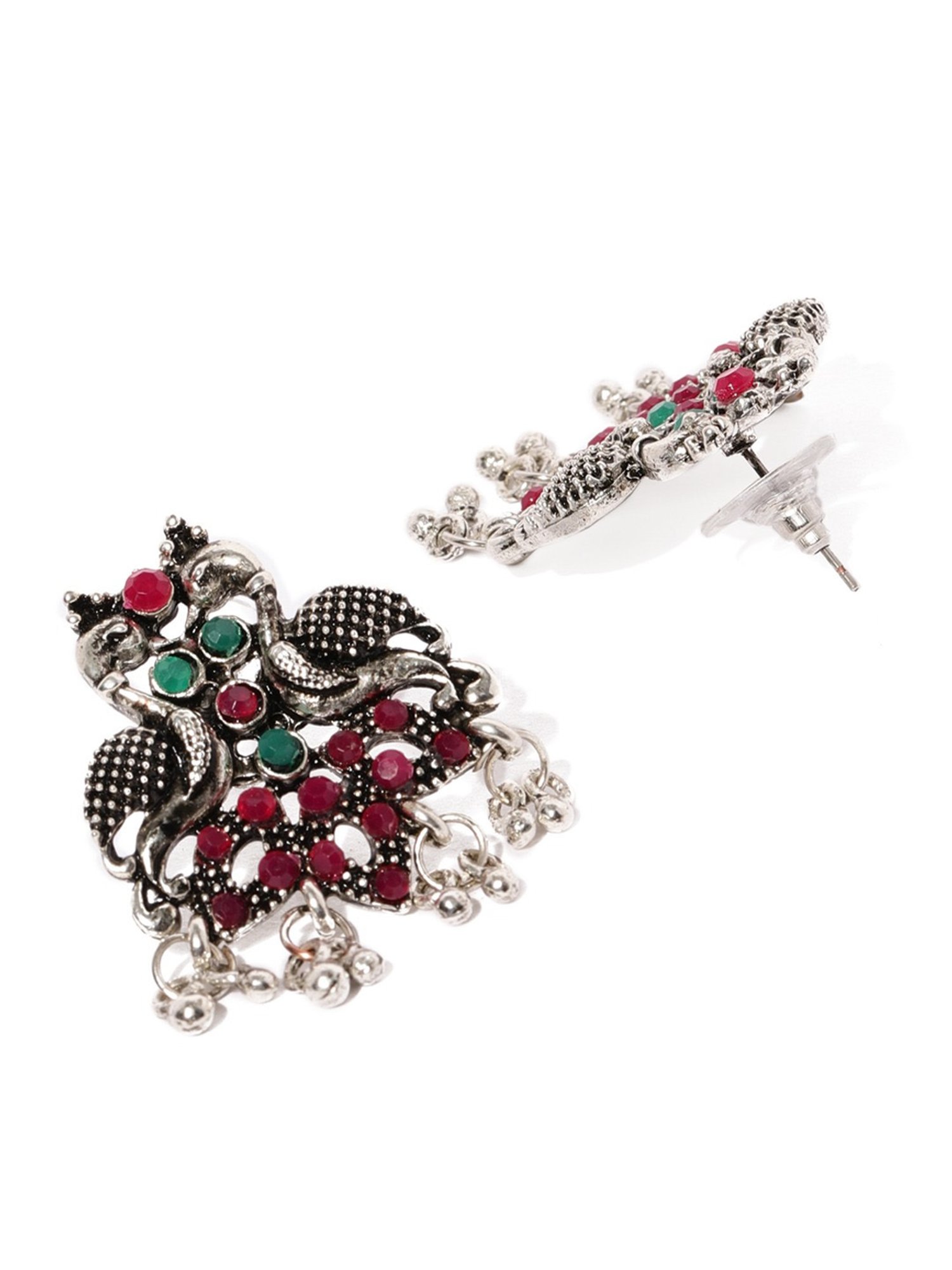 Fida GrePink Stone ded Peacock Pink and Green Dangler