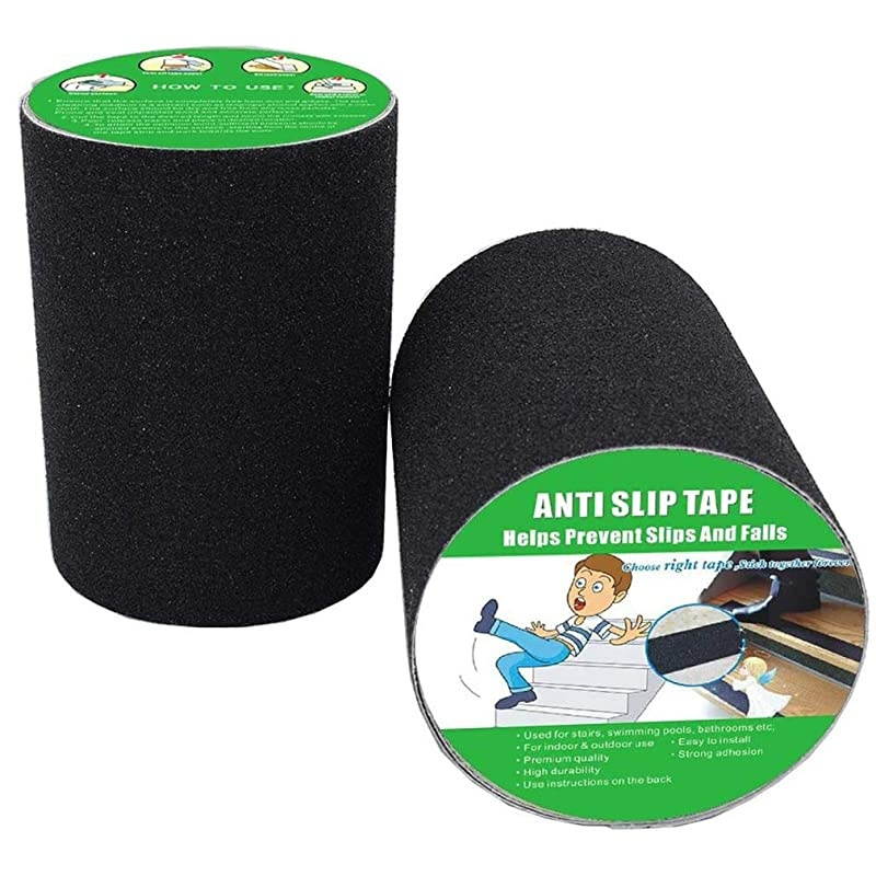 Slip Tape, High Traction,Strong Grip Abrasive, Not Easy Leaving Adhesive Residue, Indoor & Outdoor (6" Width x 190" Long, Black)