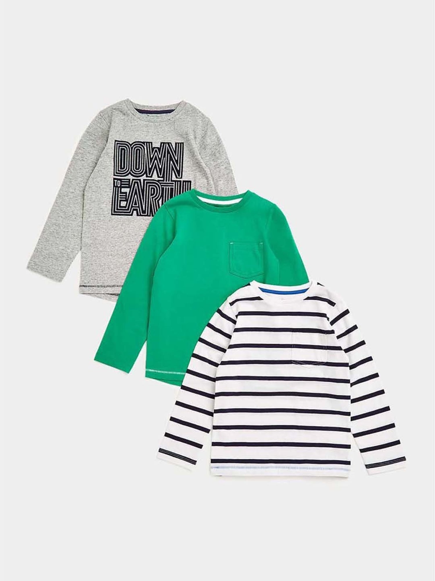 Mothercare Kids Multicolor Printed Full Sleeves T-Shirt (Pack of 3)