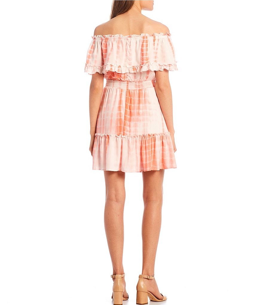 Allison & Kelly Off-the-Shoulder Pop-Over Tie-Dye Print Dress