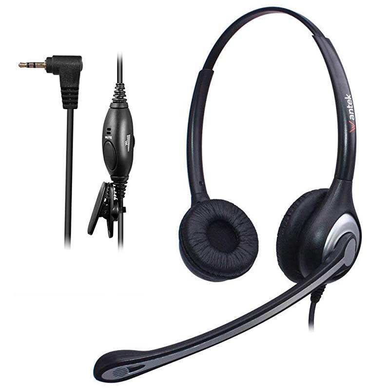 Telephone Headset with 25mm Jack Noise Cancelling Microphone Volume Mute Controls Wired Office Phone Headset for Panasonic ATT RCA Vtech Polycom Cisco Uniden Cordless Dect PhonesC602P1