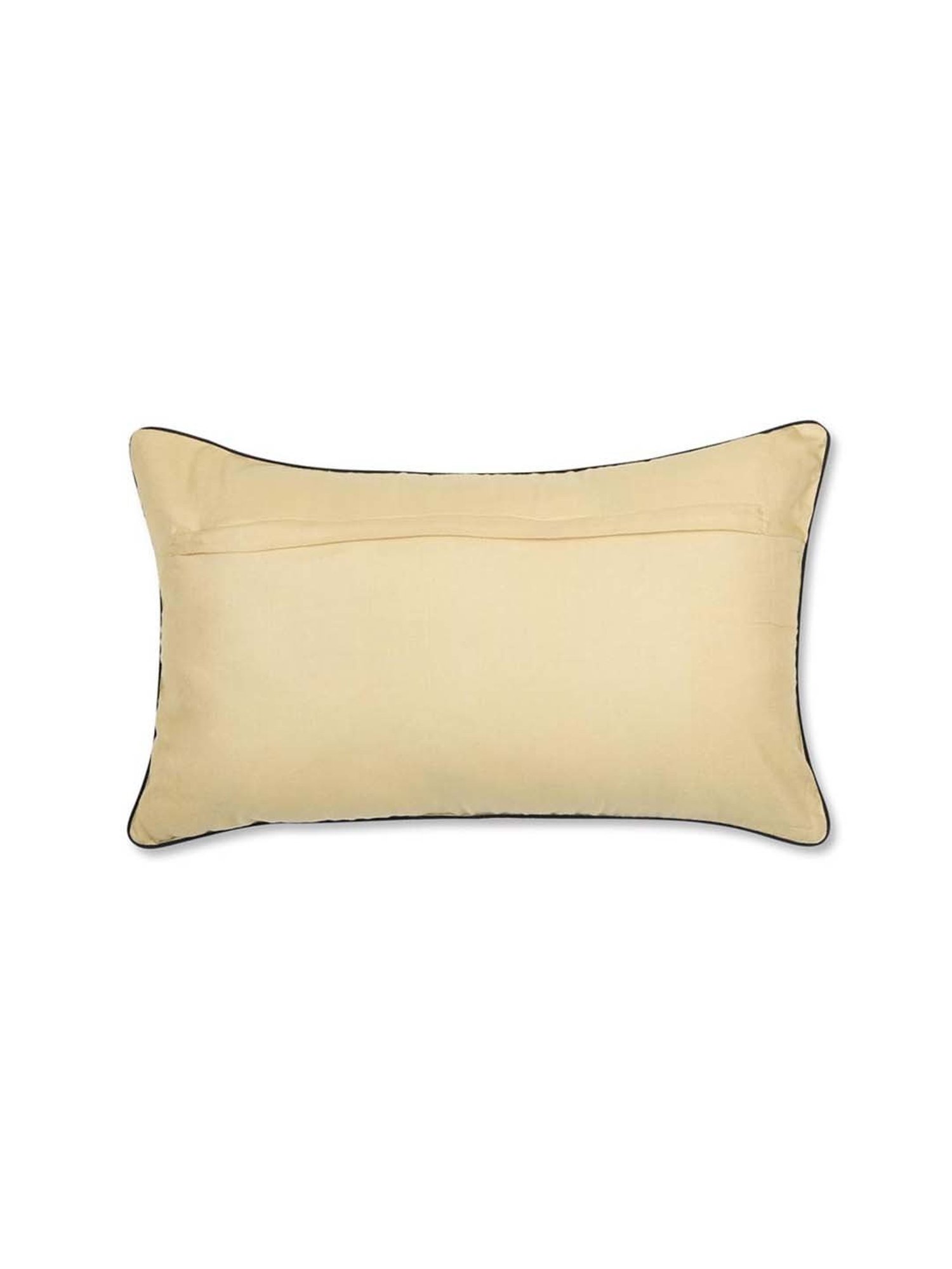 Fabindia Home Madhubani Beige & Black 110 GSM Viscose Silk Cushion Cover