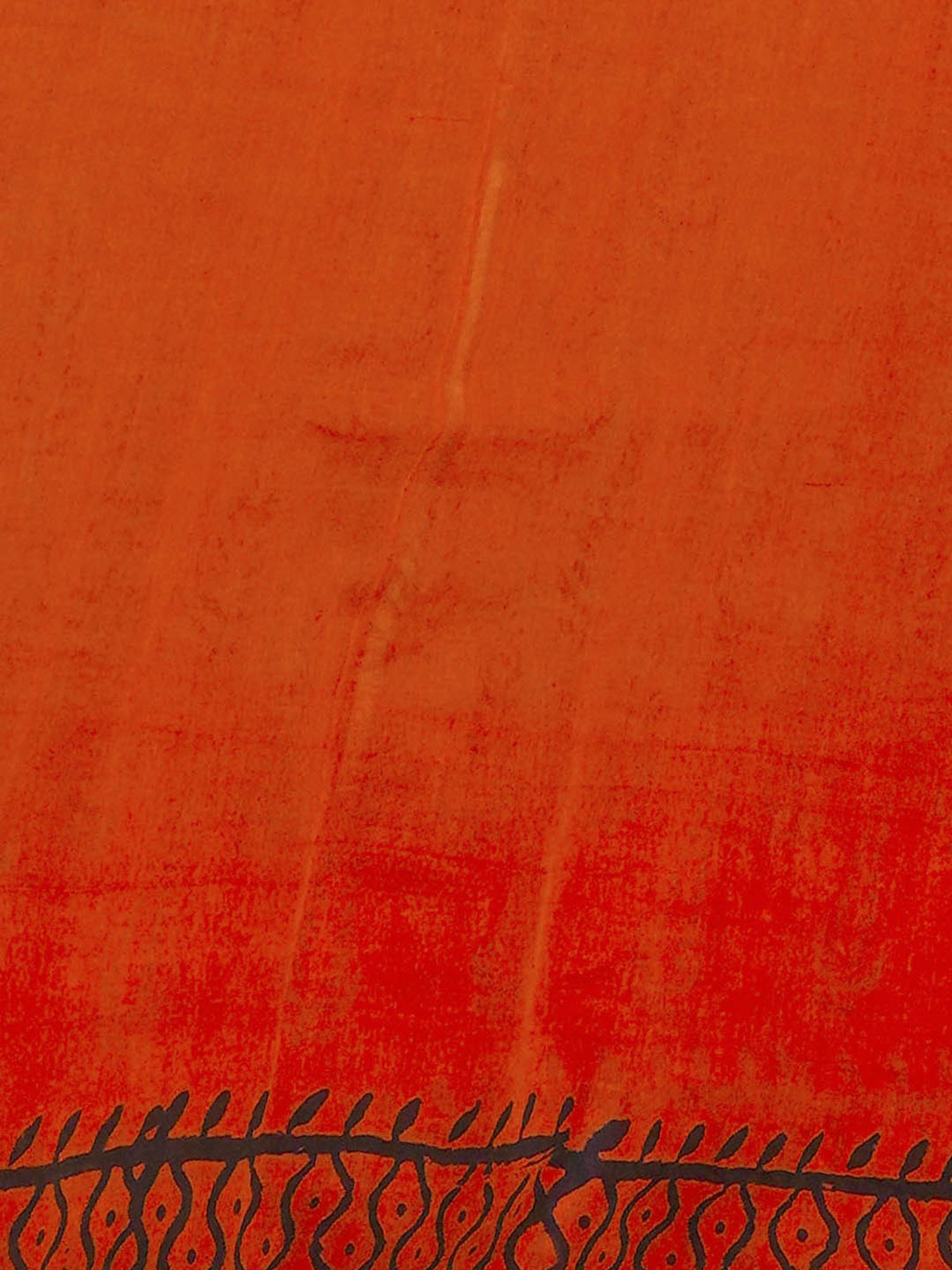 Unnati Silks Green & Orange Cotton Printed Saree With Unstitched Blouse