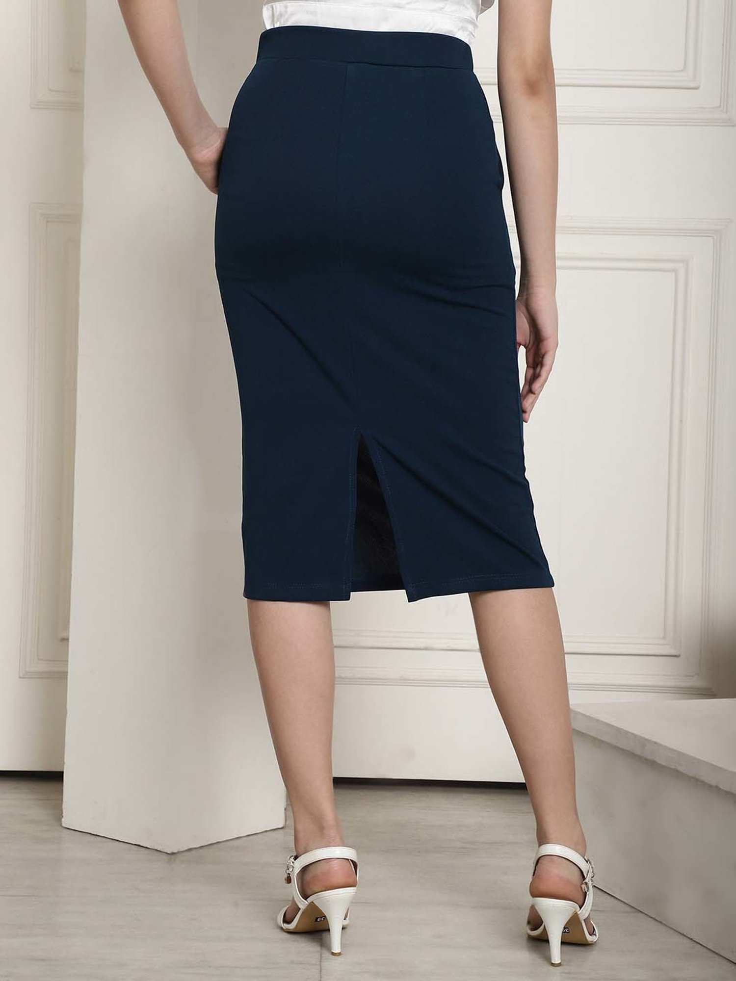 NEUDIS Navy Pencil Skirt