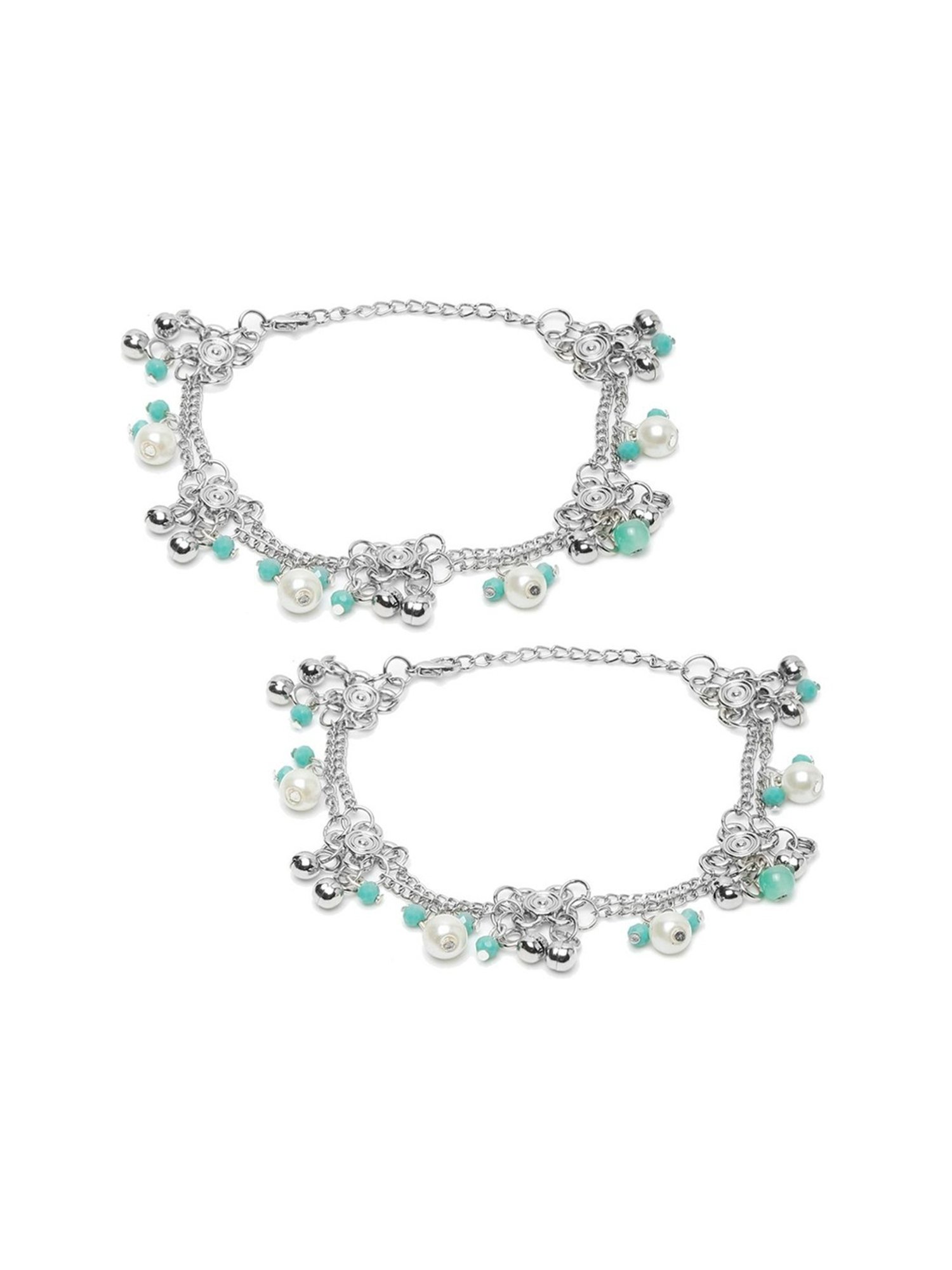 YouBella Gold-Plated Copper Strand Stylish Party Wear Anklets for Women - Set of 2