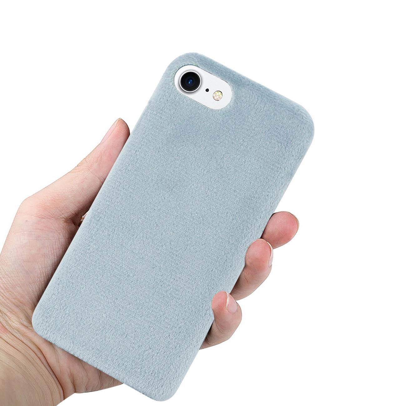 Reiko iPhone SE2/8/7 Fuzzy Fur Soft TPU Case In Gray
