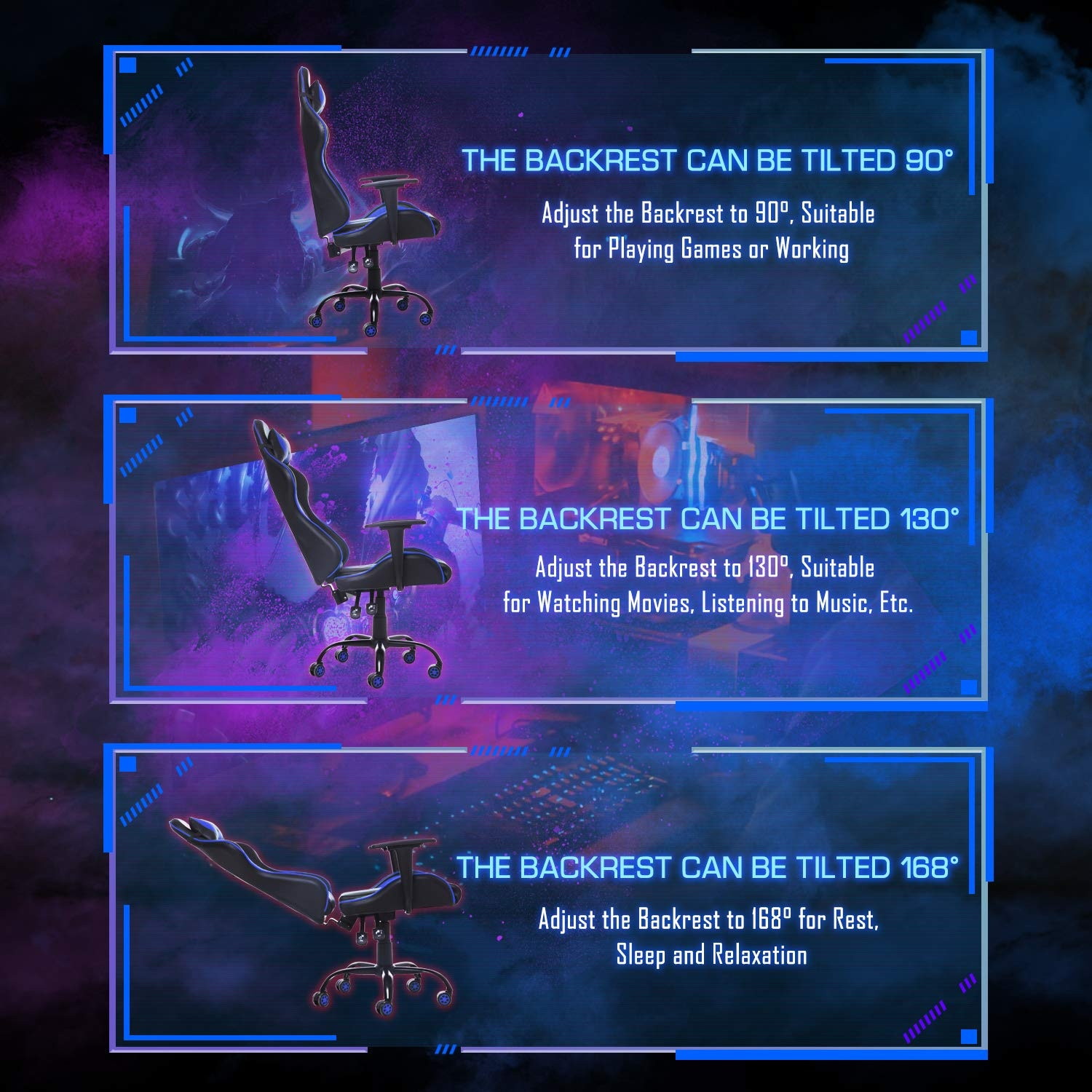 Racing Style PC Computer Chair,Video Gaming Chair,Ergonomic Office Chair for Christmas Birthday Gifts for Adults Teens(Caribic Blue)