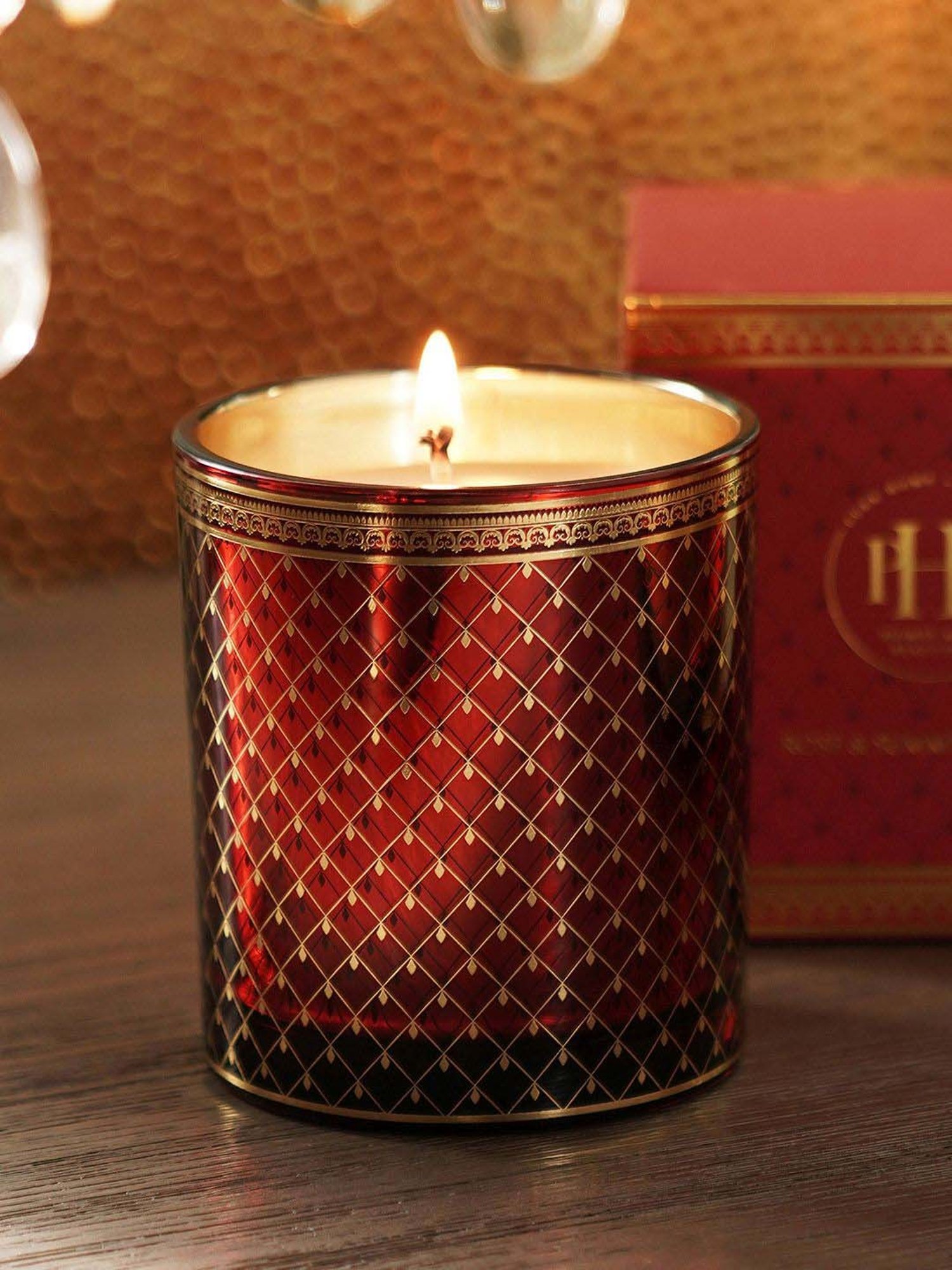 Pure Home and Living Red Glass Rose & Summer Berry Printed Jar Candle (150ml)