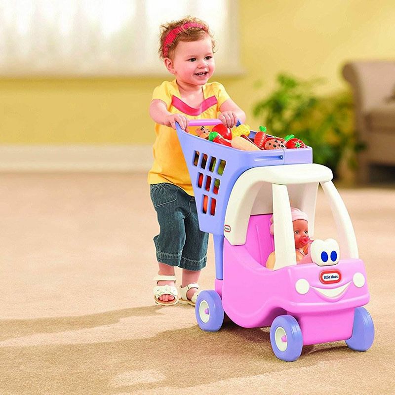 Little Tikes Princess Cozy Coupe Kids Pretend Play Grocery Shopping Cart, Pink