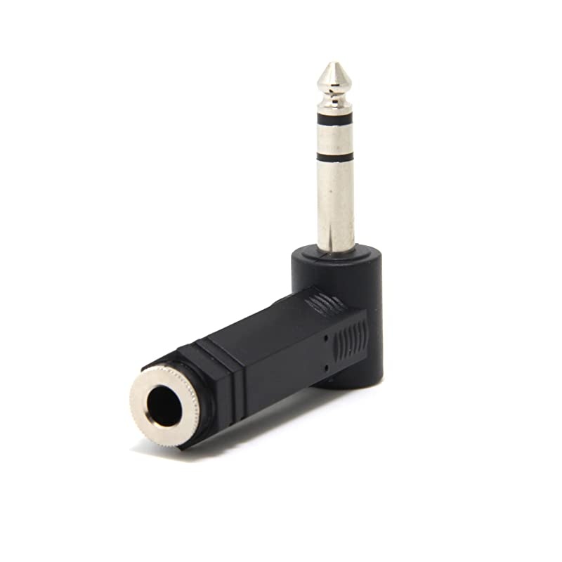14 635mm Right Angle Stereo Male Plug to 14 635mm Stereo Female Jack Audio Adapter