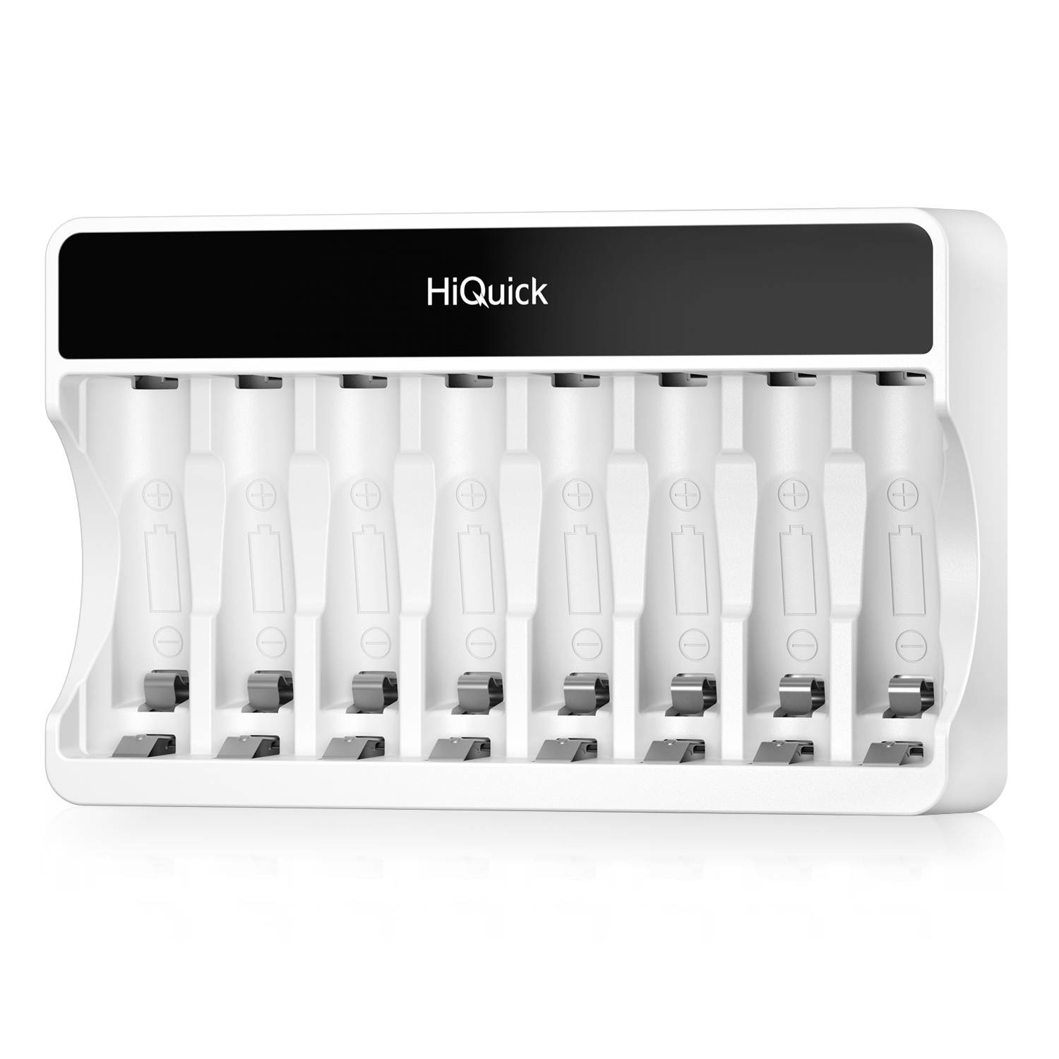 HiQuick 8 Packs 1100mAh 1.2V AAA Rechargeable Batteries + 8 Bay Independent LCD Battery Charger for Ni-MH Ni-CD Battery