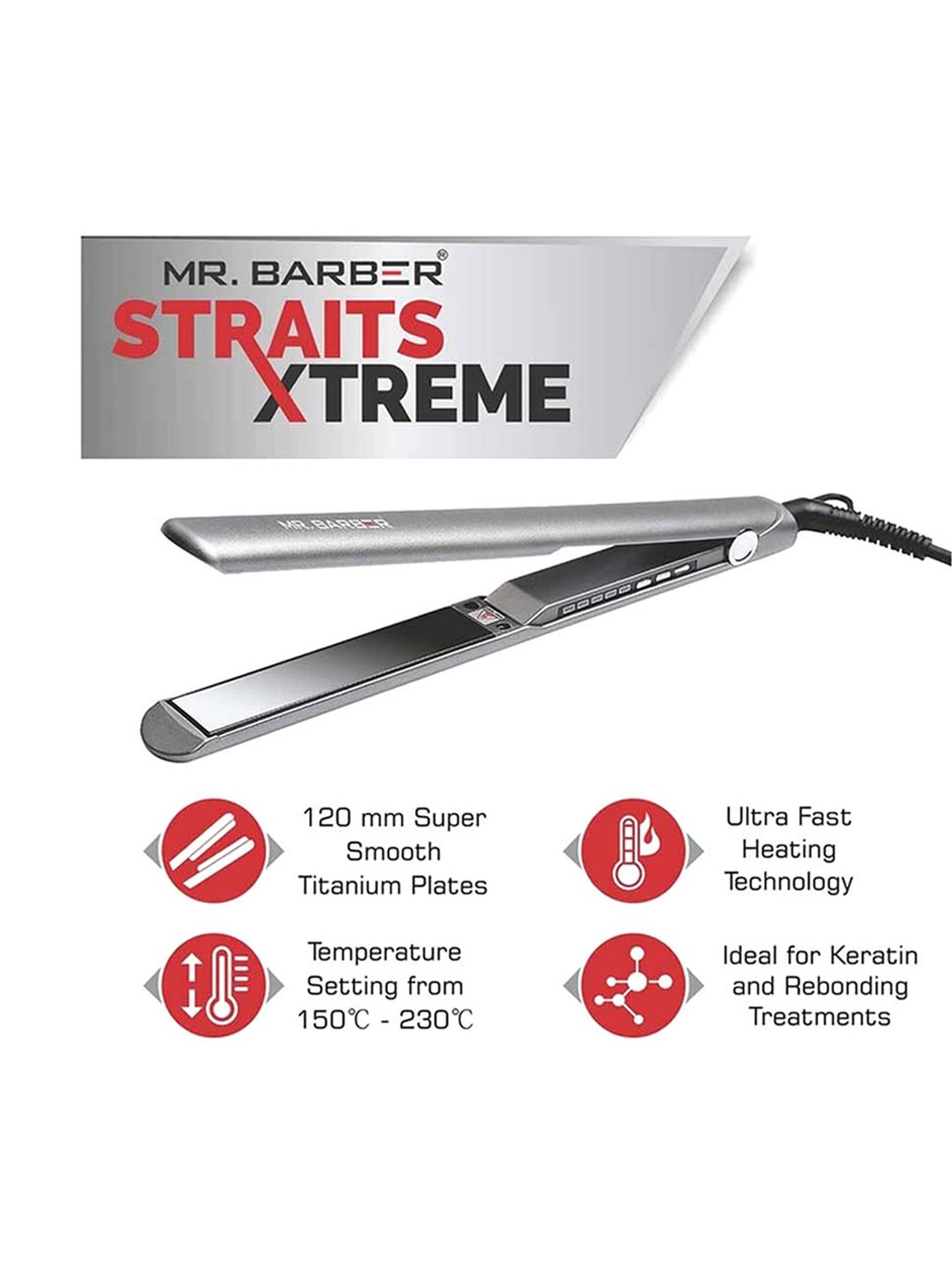 Mr. Barber Straight Xtreme MB-SXT Hair Straightener (Silver)