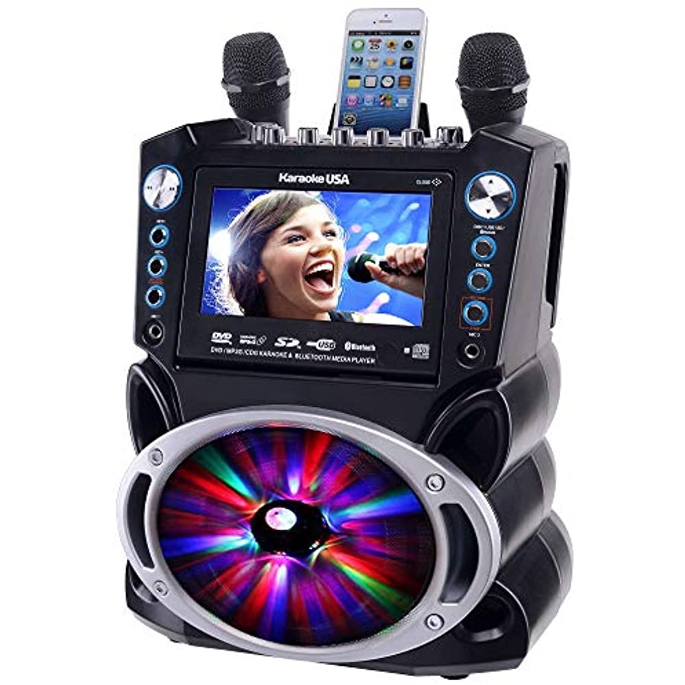 KARAOKE USA GF842 DVD/CD+G/MP3+G Bluetooth(R) Karaoke System with 7" TFT Color Screen & LED Sync Lights