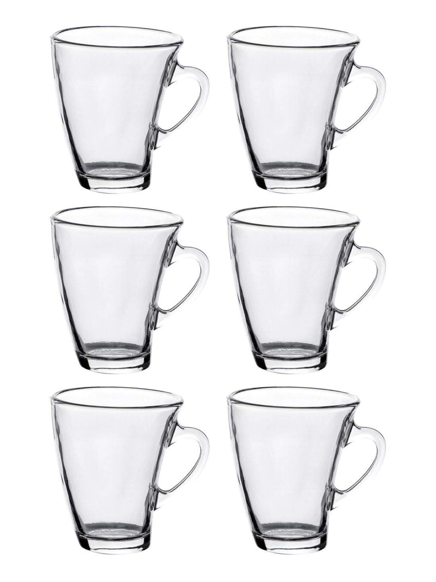 ROXX Delta Transparent Glass Coffee Mug (0.165 L) - Set of 6