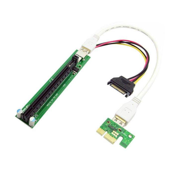 PCI-E 1x to 16x Mining Machine Enhanced Extender Riser Adapter with USB