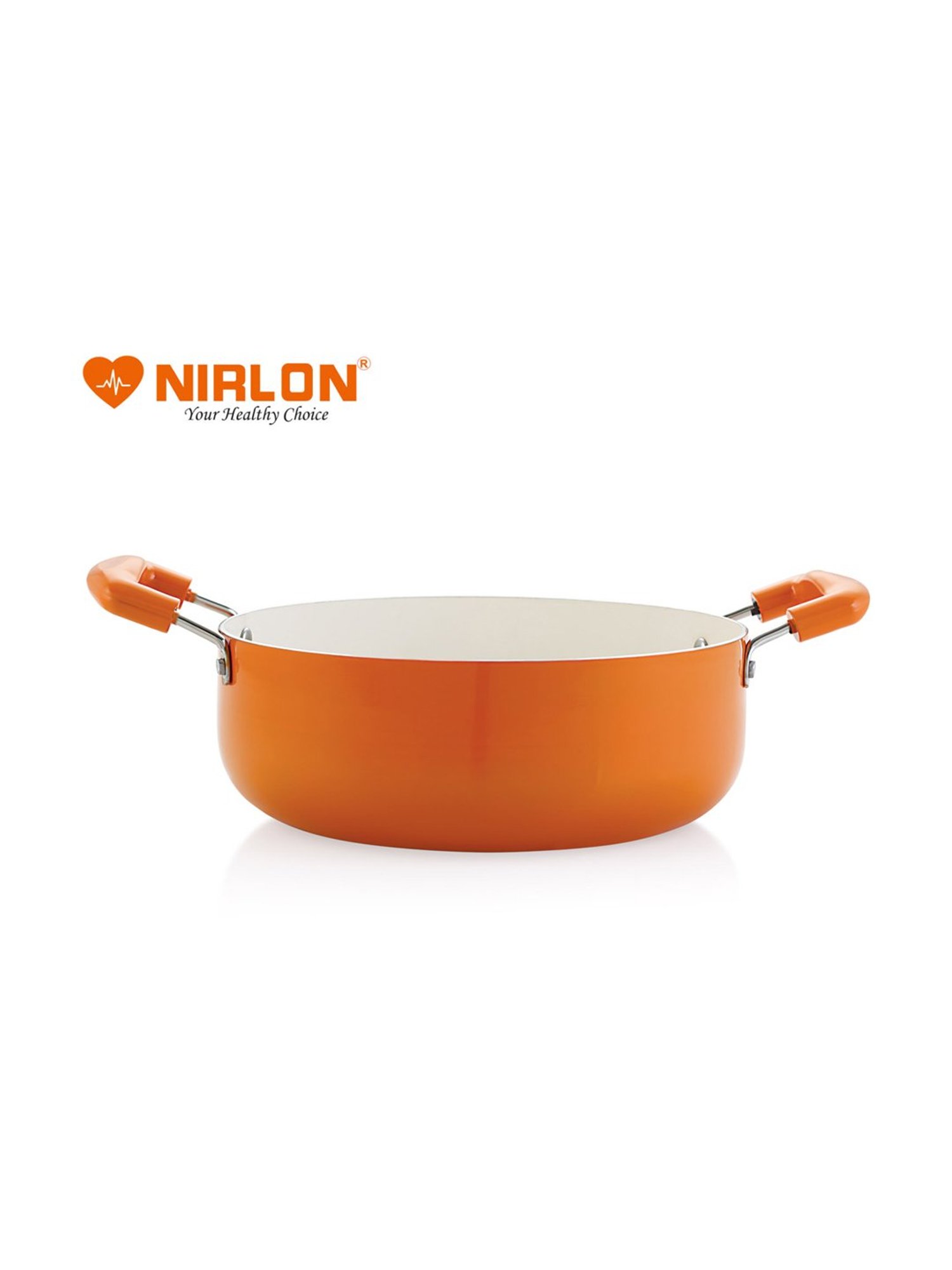 Nirlon Orange Non Stick Induction Casserole with Glass Lid - 4.2 L