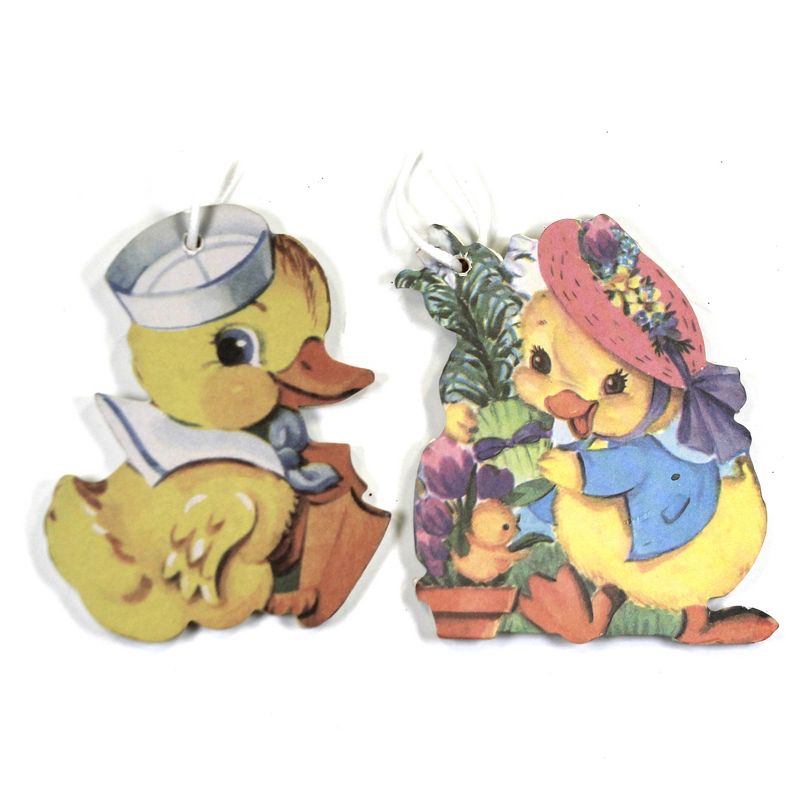 Easter 3.5" Retro Easter Ornament Set/4 Bunnies Chick  -  Tree Ornaments