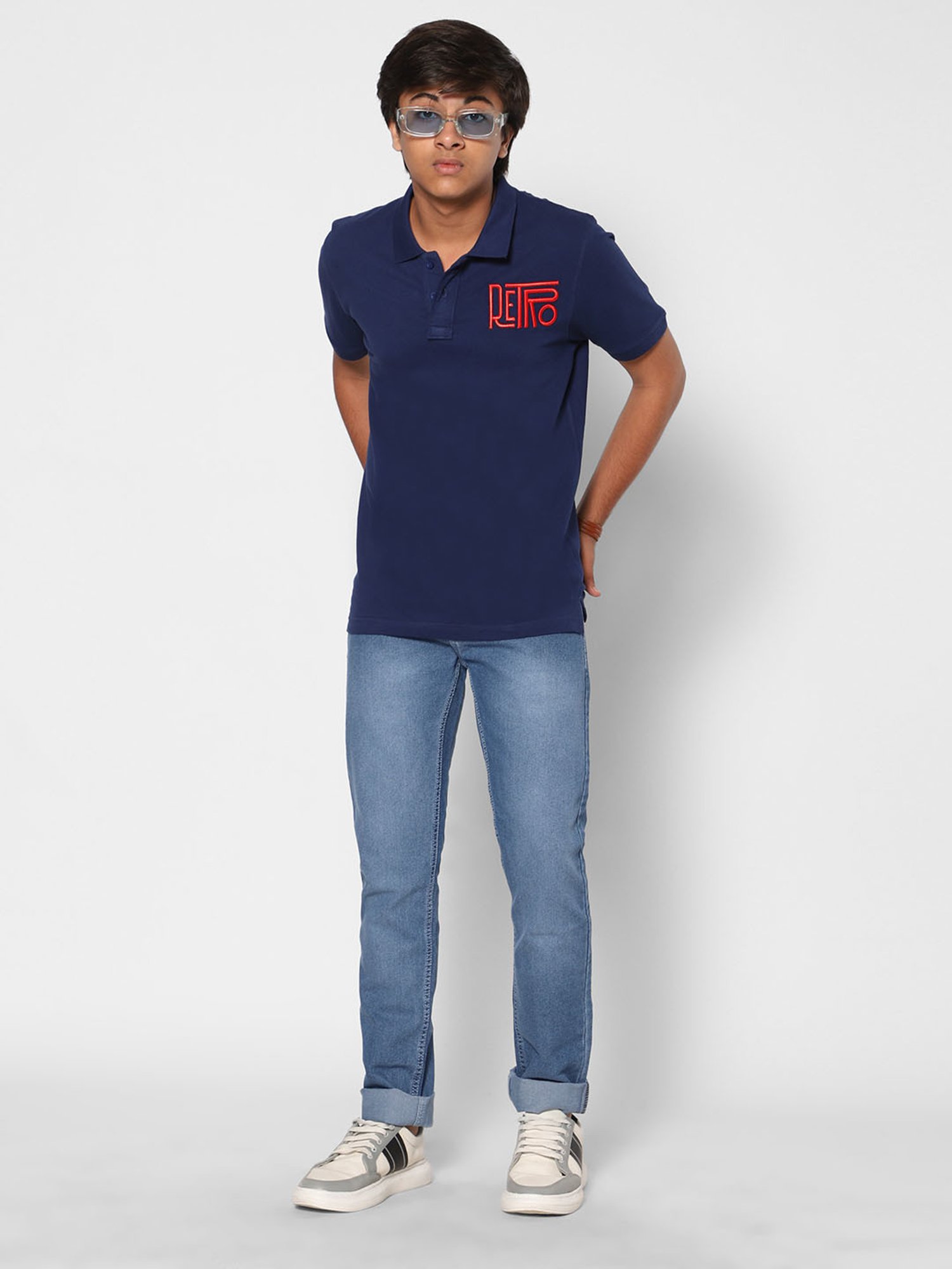 TeenTrums Boys Navy Embroidered Polo T-Shirt