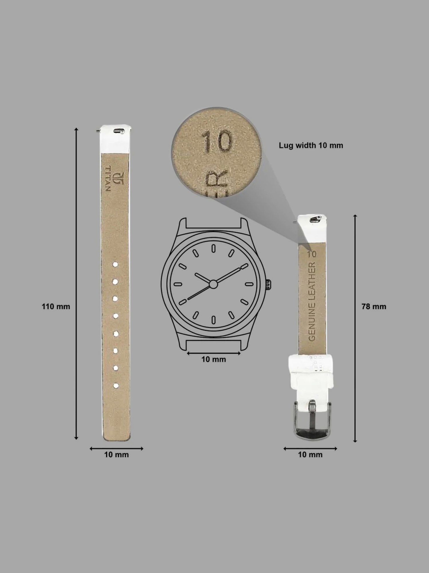 Titan 24 mm Tan Genuine Leather Strap for Men
