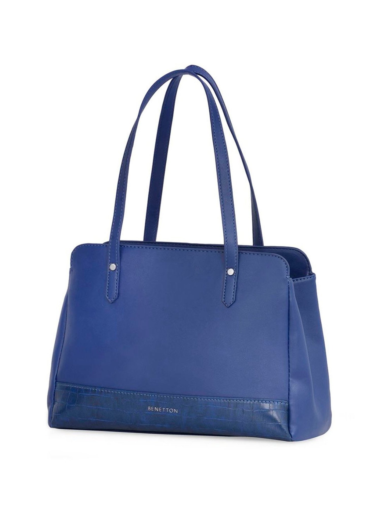 United Colors of Benetton Alina Navy PU Solid Shoulder Handbag