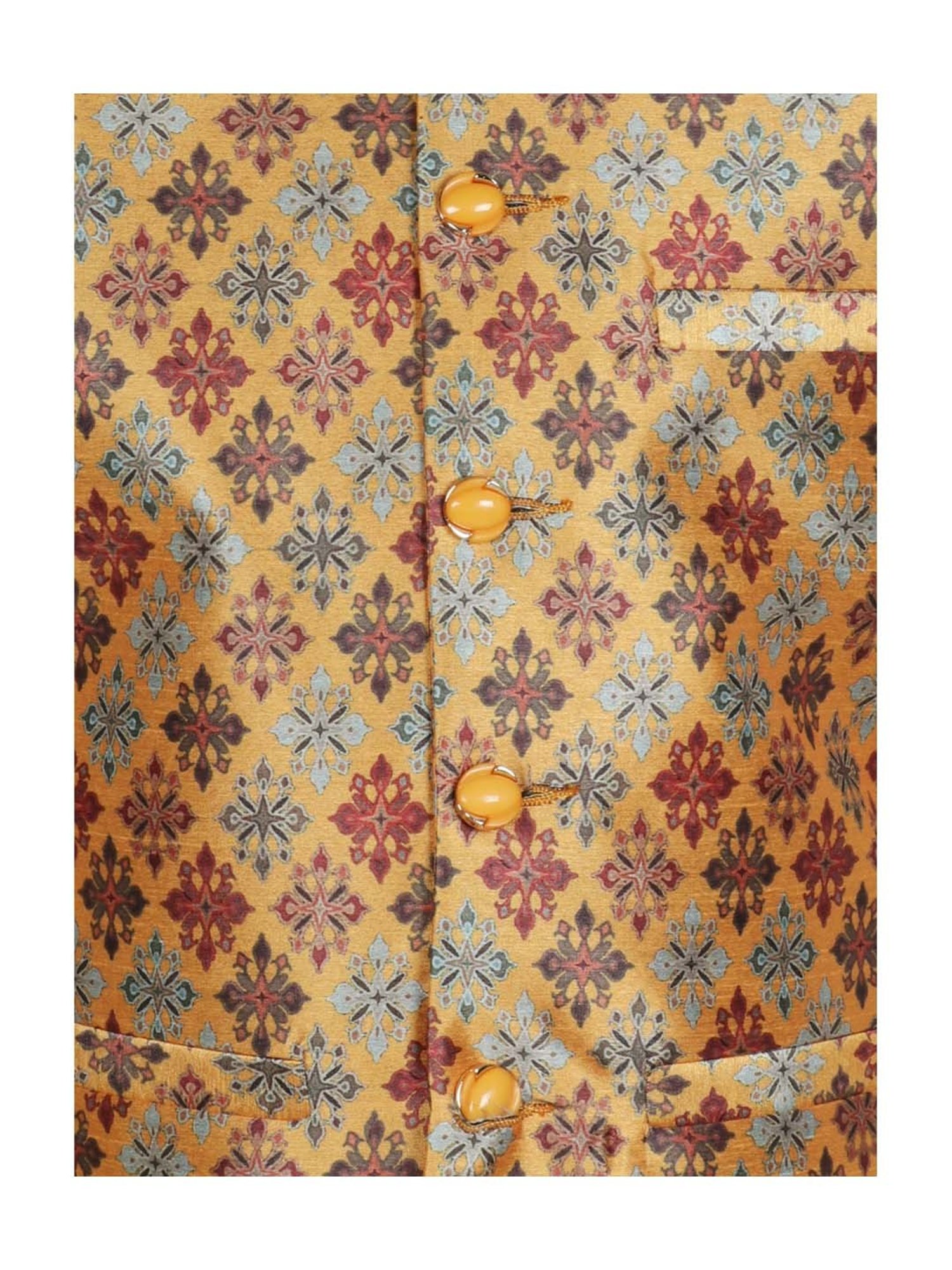 SG Yuvraj Kids Yellow & Navy Printed Full Sleeves Kurta Set