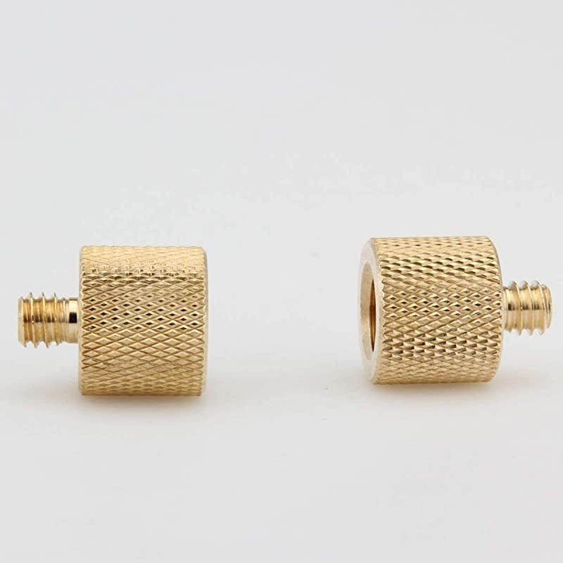 14quot20 External Thread to 38quot 16 Internal Thread Tripod Screw Adapter Tripod Accessory Microphone Stand Camera Screw Adapter 2PiecesBrass