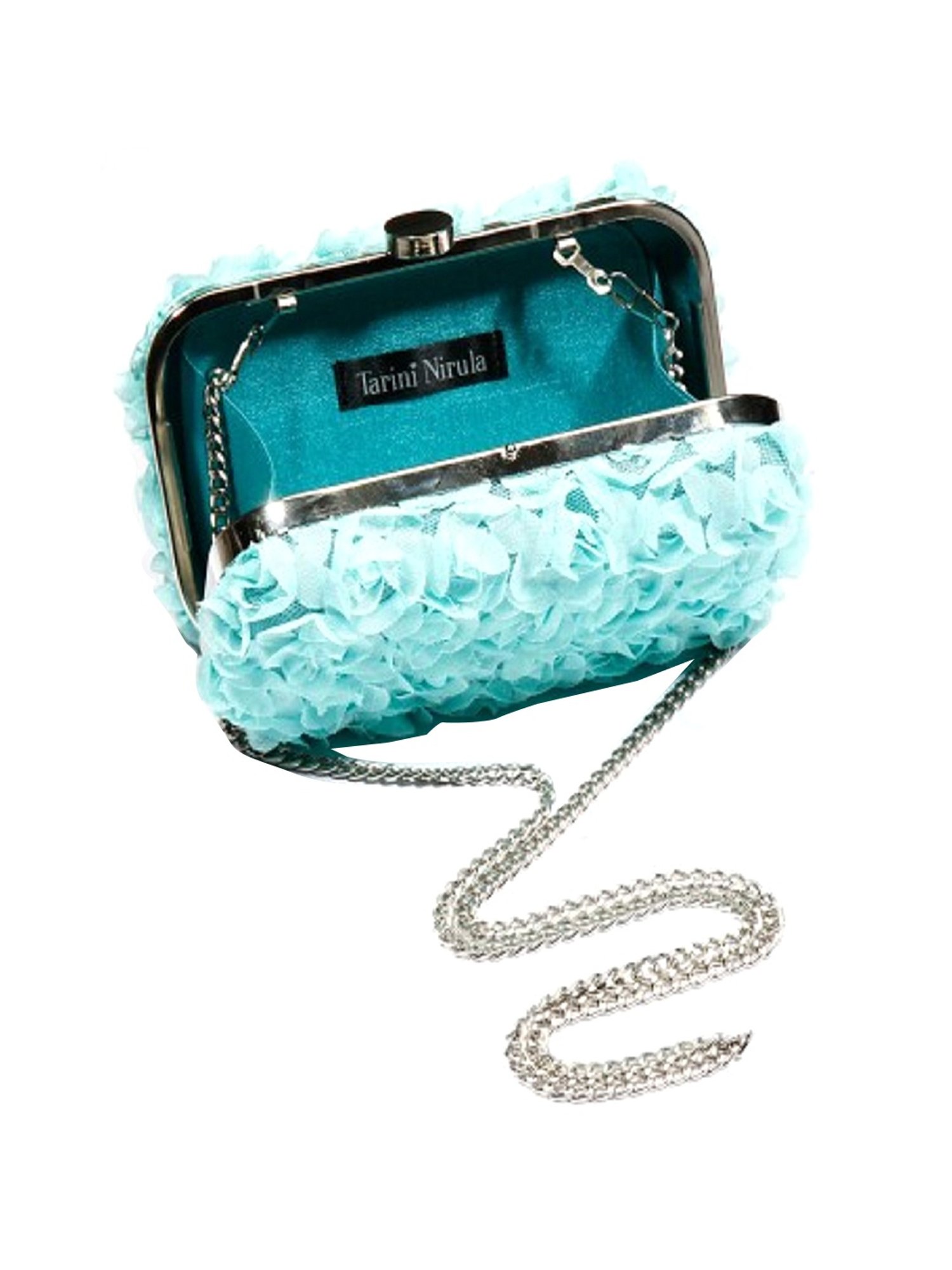 Tarini Nirula Turquoise Silk Minaudiere Clutch