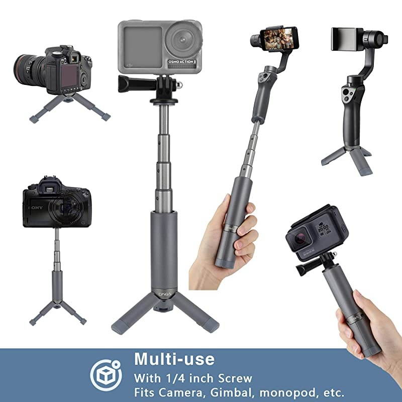 Osmo Action Mini Tripod: Go pro Hand Grip Extension Pole/Portable Waterproof Monopod Stick & Volgging Tabletop Stand Tripod for GoPro Hero/Osmo Mobile/Gimble/xiao yi/Any Cameras up to 4.6 lbs