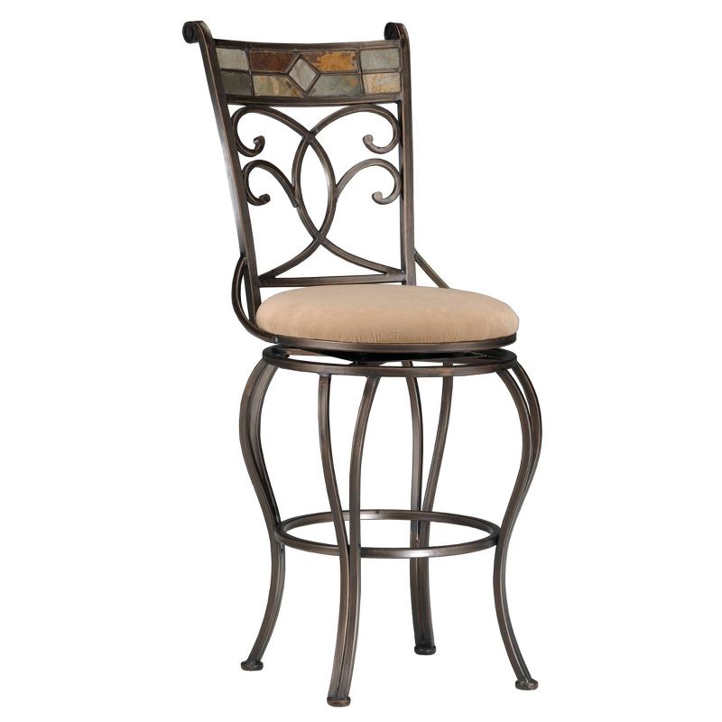 26" Pompei Metal Swivel Counter Height Barstool Antiqued Black/Gold - Hillsdale Furniture