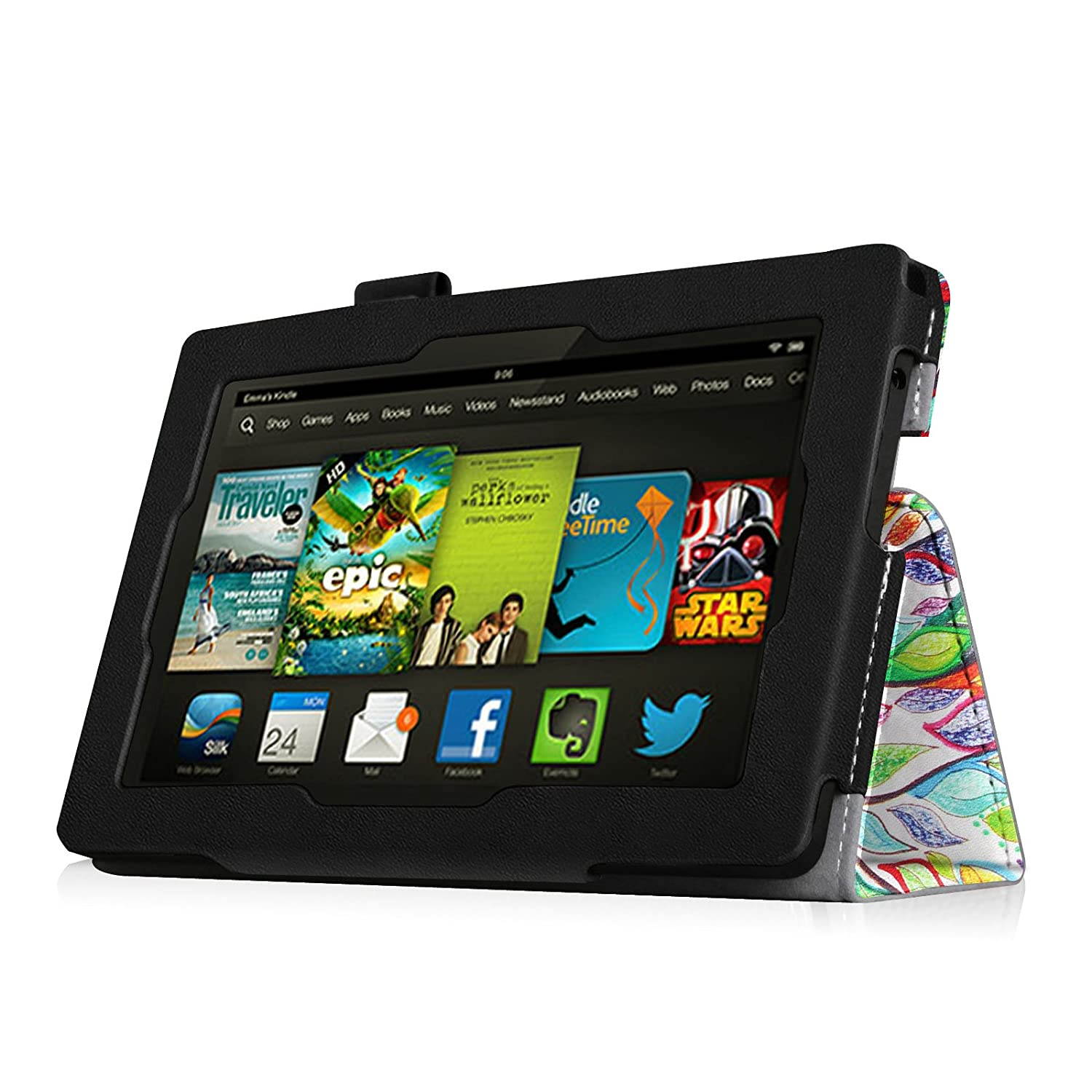 Fintie Folio Case for Kindle Fire HD 7" (2013 Old Model) - Slim Fit Folio Case with Auto Sleep/Wake Feature (Will only fit Amazon Kindle Fire HD 7, Previous Generation - 3rd), Love Tree