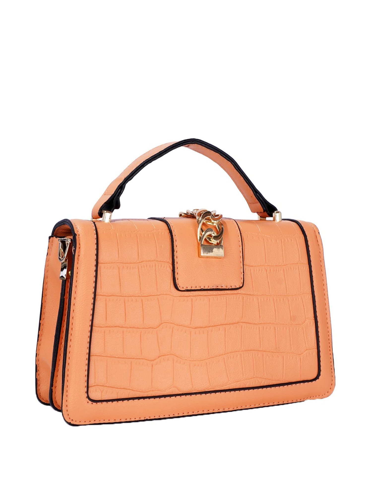 Luvoksi Orange Textured Medium Satchel Handbag