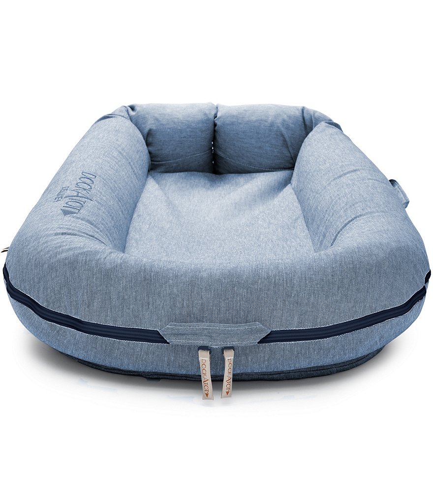 DockATot 0-8 Months Indigo Chambray Deluxe Dock Cover Stage 1