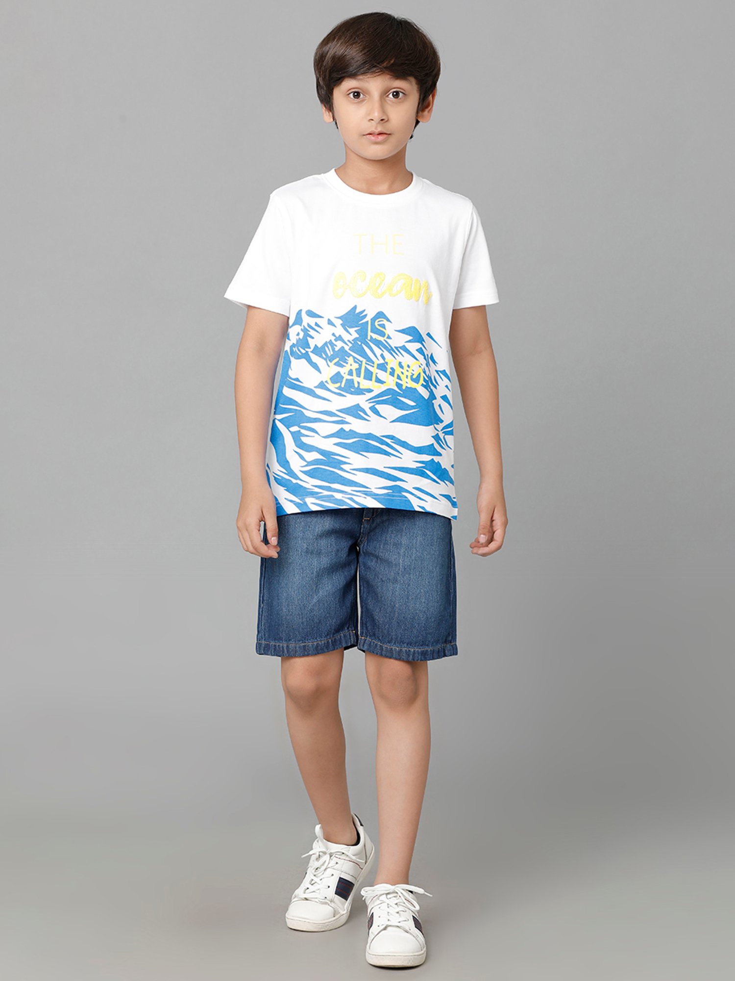 Under Fourteen Only Kids White Printed T-Shirt