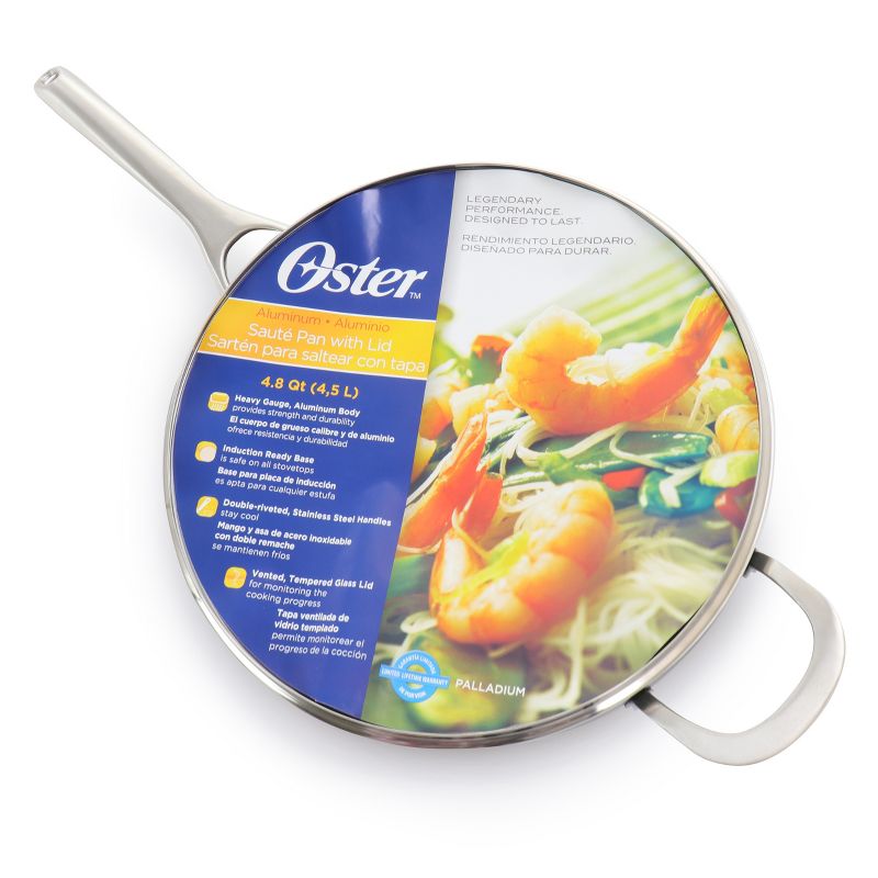 Oster Palladium 4.8 Quart Aluminum Saute Pan with Glass Lid