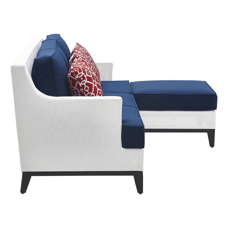 Hampton Outdoor Mesh Sectional with Cushions - White - Finch