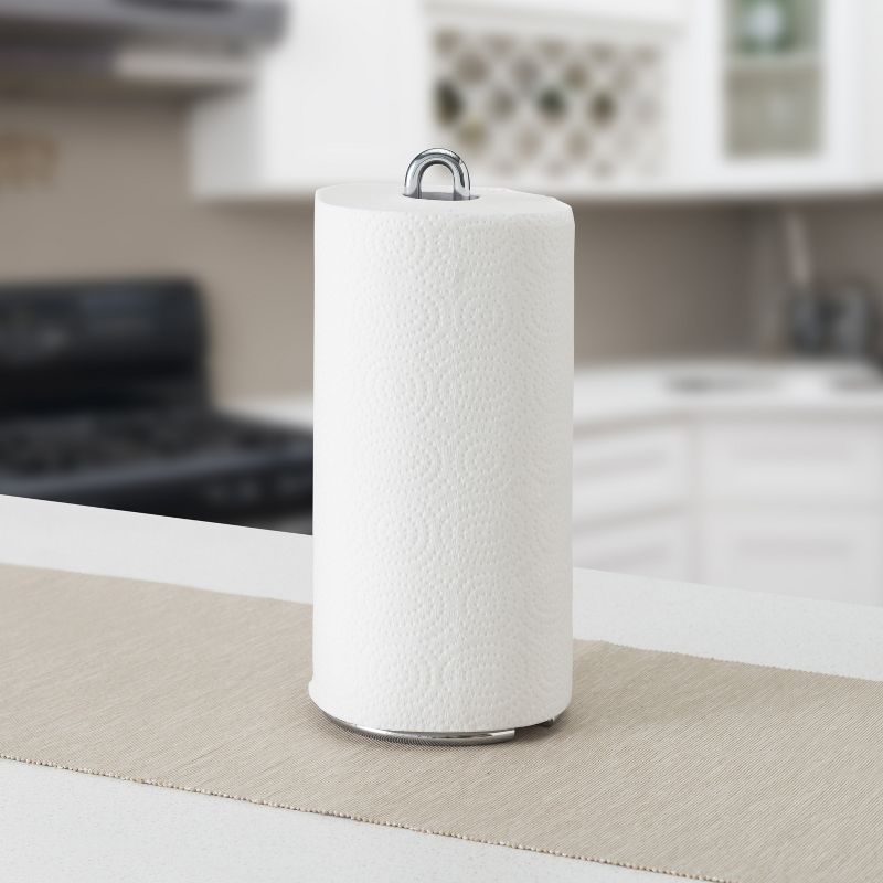 Home Basics  Easy Tear Bamboo Paper Towel Holder with Weighted Base, Natural