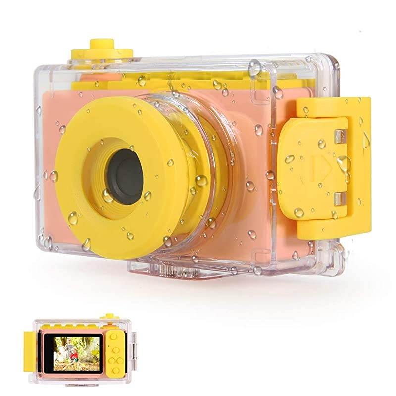 Waterproof Kids Camera Mini 8MP 1080P HD Camcorder with Free 16GB MicroSD Card Included and MicroSD Support Slot Video Taking Function and Preset Frames Pink