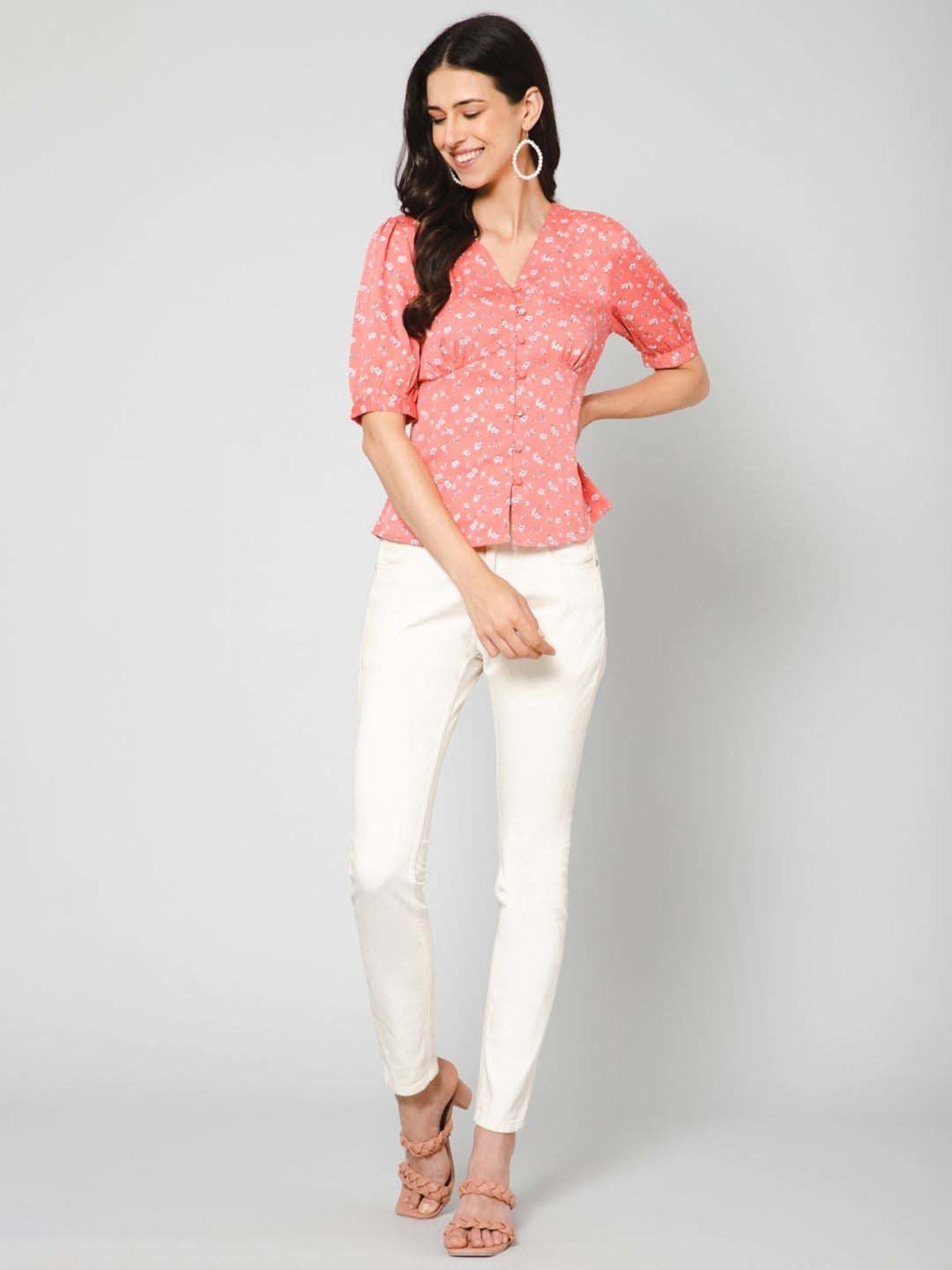 PURYS Pink Printed Top