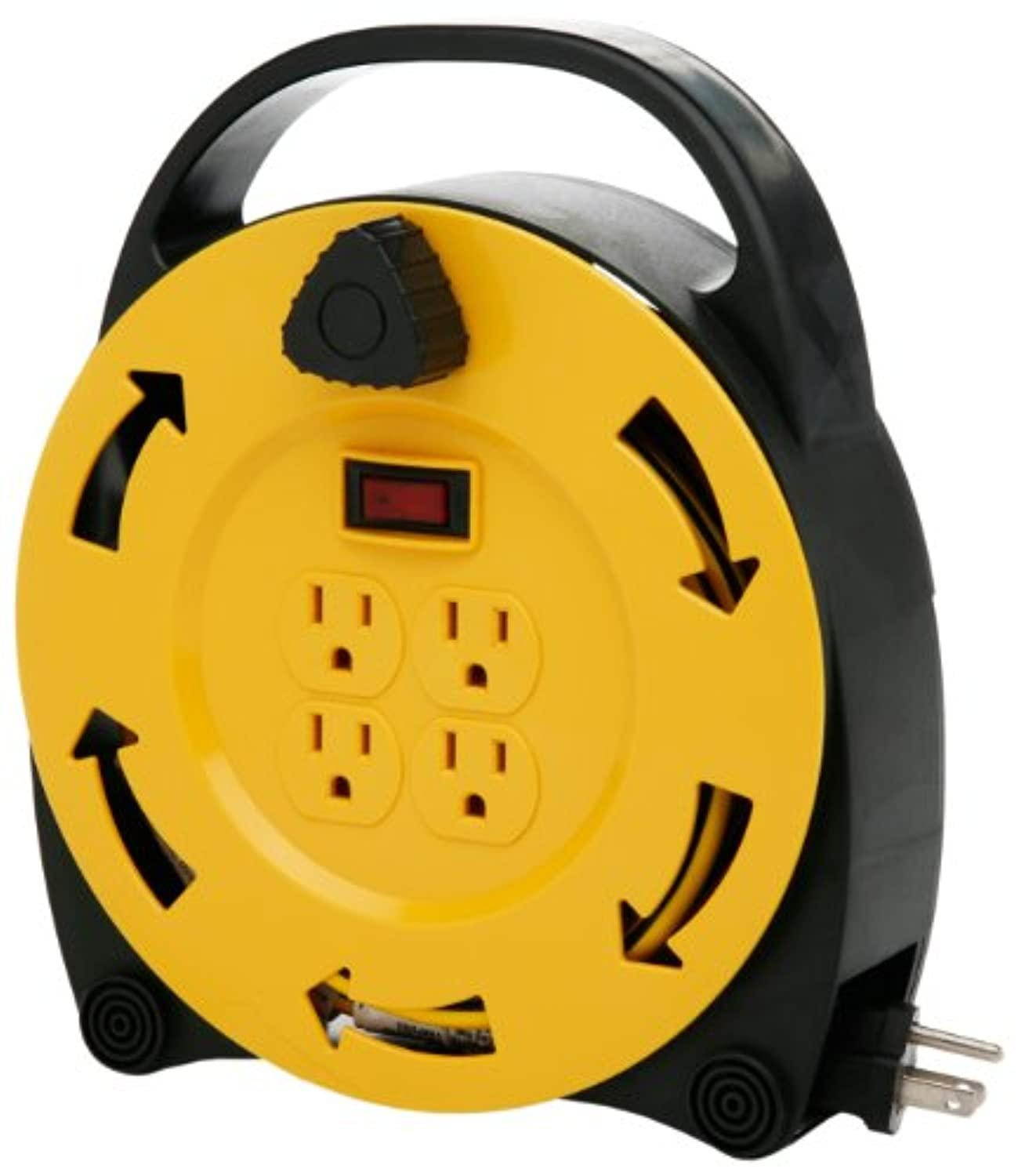 designers edge e231 4-outlet retractable extension cord reel