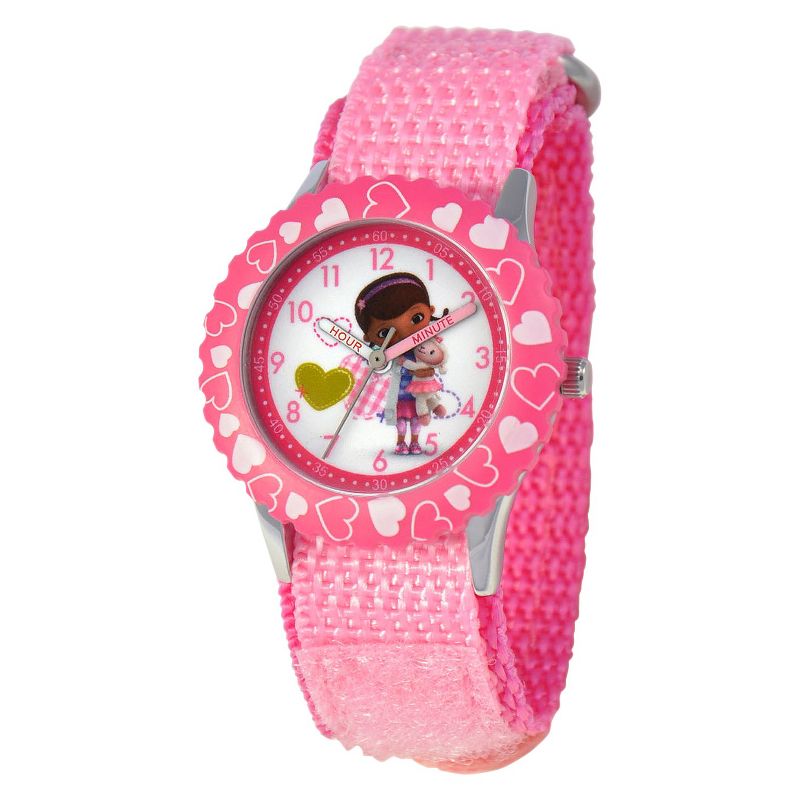 Girls' Disney Doc McStuffins Stainless Steel Time Teacher Watch - Pink