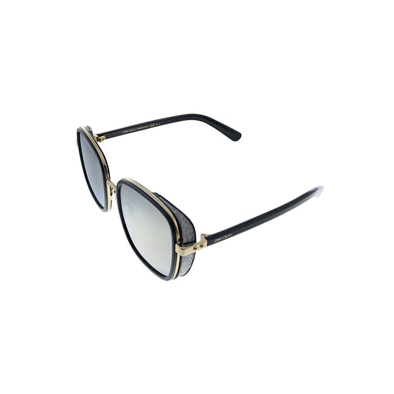 Jimmy Choo Elva/S 2M2_T4 Womens Rectangle Sunglasses Black Gold 54mm