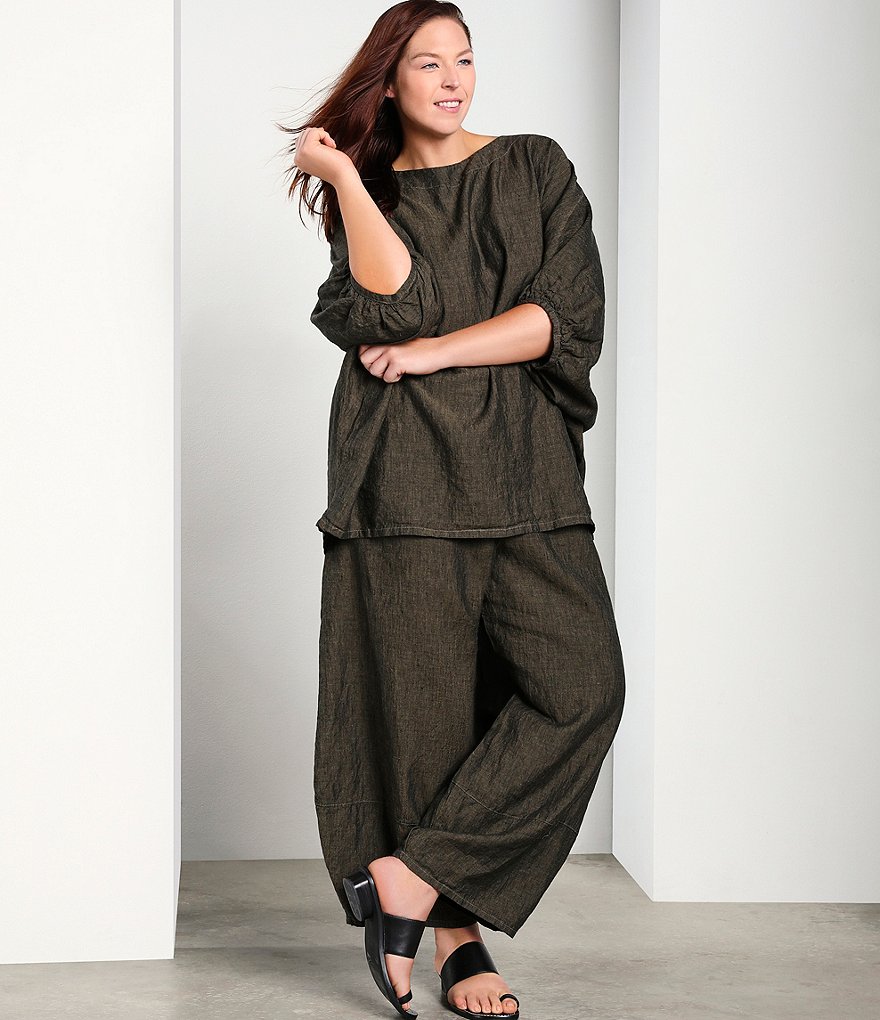 Bryn Walker Plus Size Oliver Cross-Dyed Linen Ankle Lantern Pants